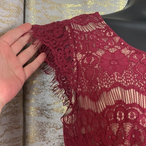 Anthropologie Maeve Burgundy Elsa Lace Peplum Cocktail Dress Size XS - Picture 8 of 15